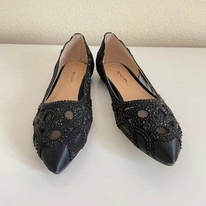 XYD Size 8 Black Glitter Mesh Flats